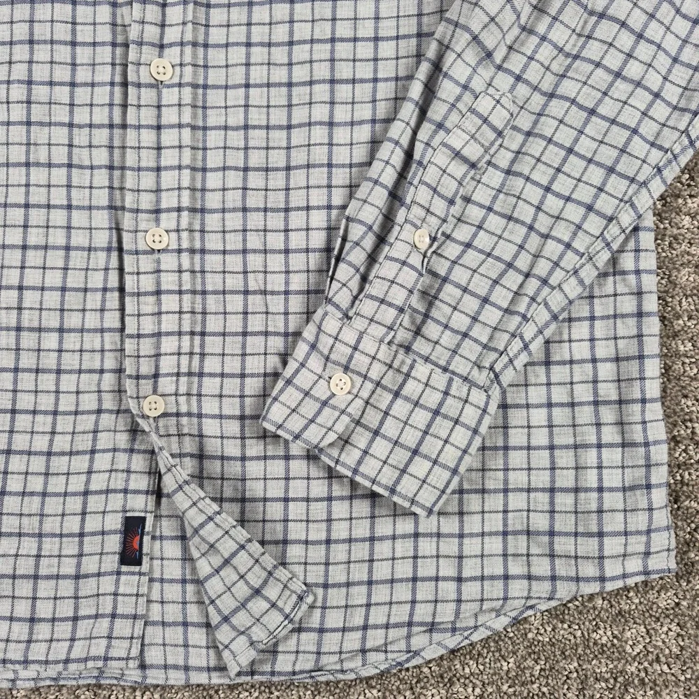 Faherty Shirt Mens M Gray Everyday Flannel Button down Morning Mist Windowpane
